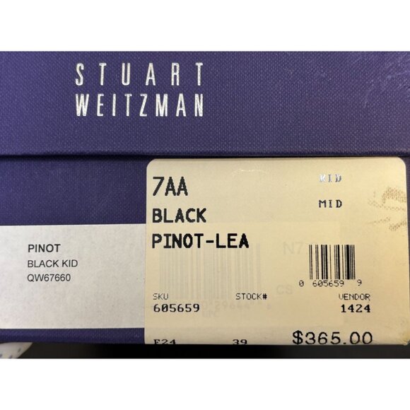 Stuart Weitzman Black Leather Pointed Toe Pumps Heels Size 7 - Picture 11 of 11